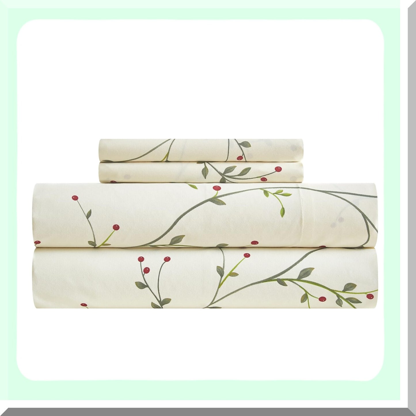 Floral Bliss Queen Sheet Set - 4 PC Extra Deep Pocket Microfiber Bed Sheets - Soft & Breathable - Modern Cream Design - Wrinkle, Fade, Stain Resistant
