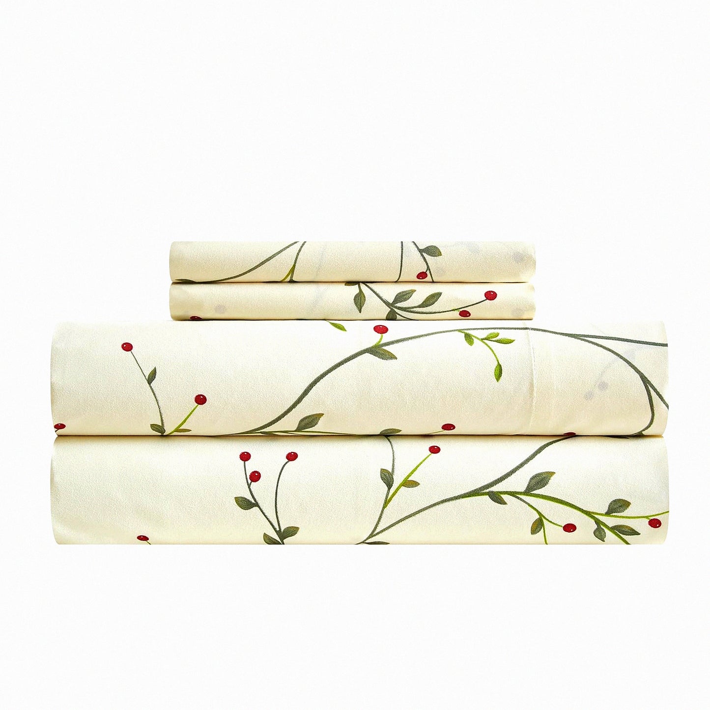 Floral Bliss Queen Sheet Set - 4 PC Extra Deep Pocket Microfiber Bed Sheets - Soft & Breathable - Modern Cream Design - Wrinkle, Fade, Stain Resistant