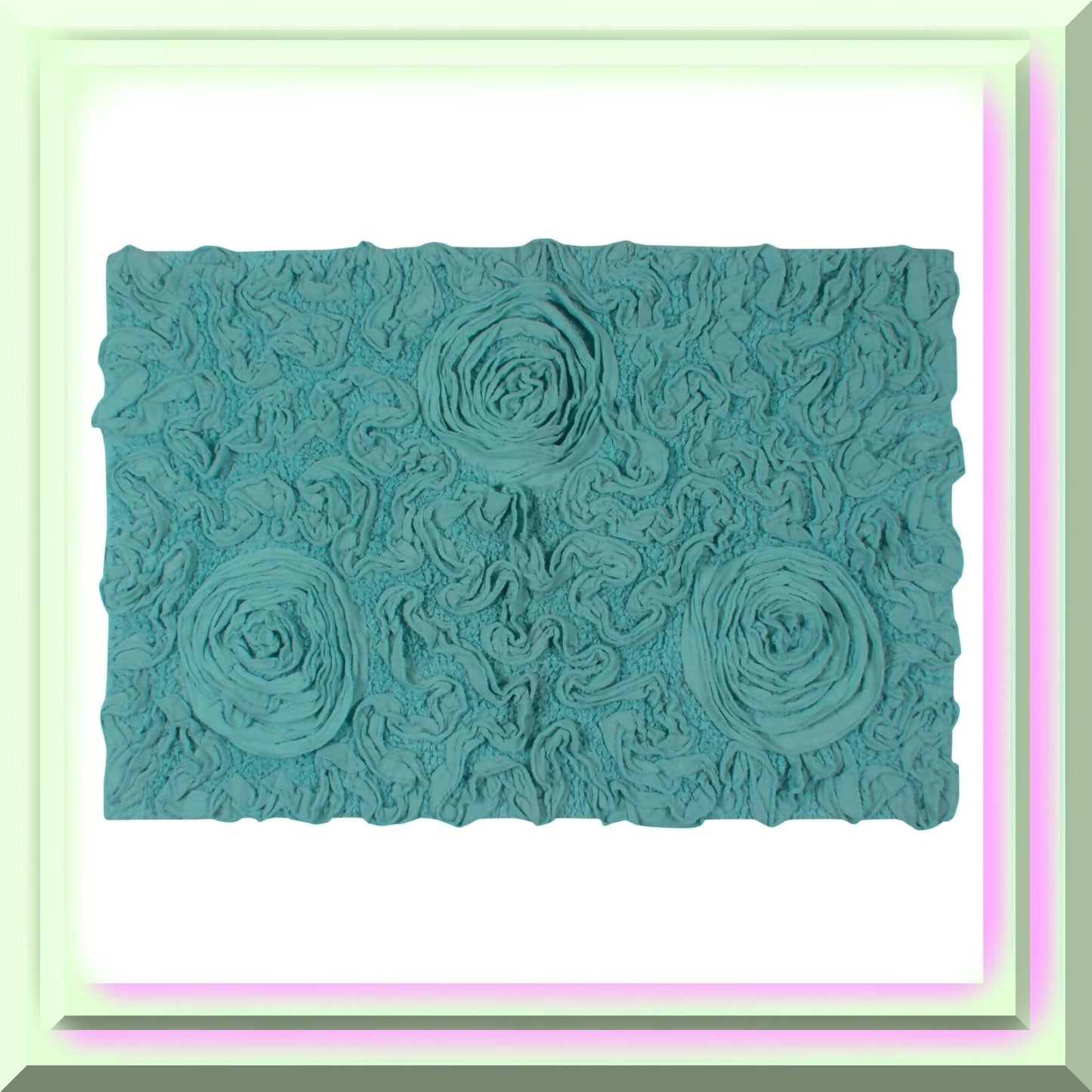 21"x34" Cotton Tufted Bath Rug Turquoise