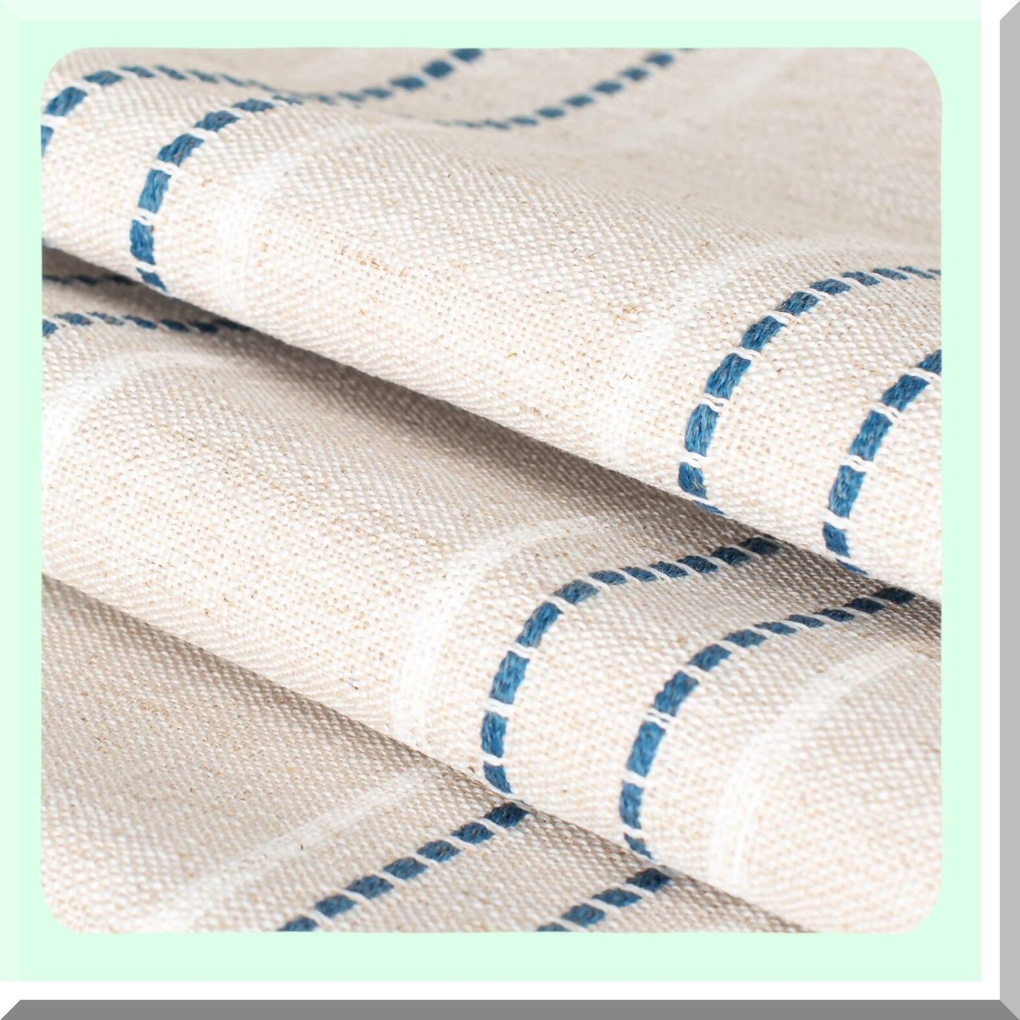 Boho Farmhouse Linen Stripe Pillow Covers - Set of 2 Beige & Navy Blue Throw Pillow Cases for Sofa Couch - Decorative Textured Cushion Cover