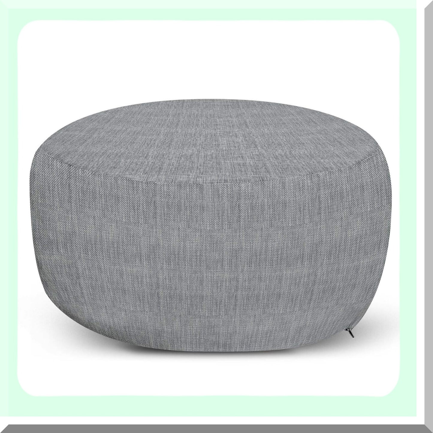 Zippered Suede Pouf Cover - Soft Decorative Fabric Case for Living Room Furniture - Digitally Printed Home Textile - 30" W X 17.3" L - Dimgray