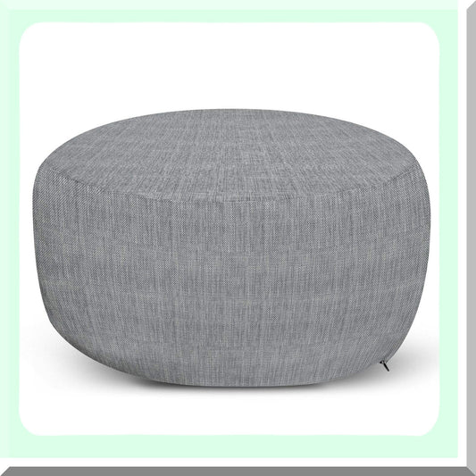 Zippered Suede Pouf Cover - Soft Decorative Fabric Case for Living Room Furniture - Digitally Printed Home Textile - 30" W X 17.3" L - Dimgray
