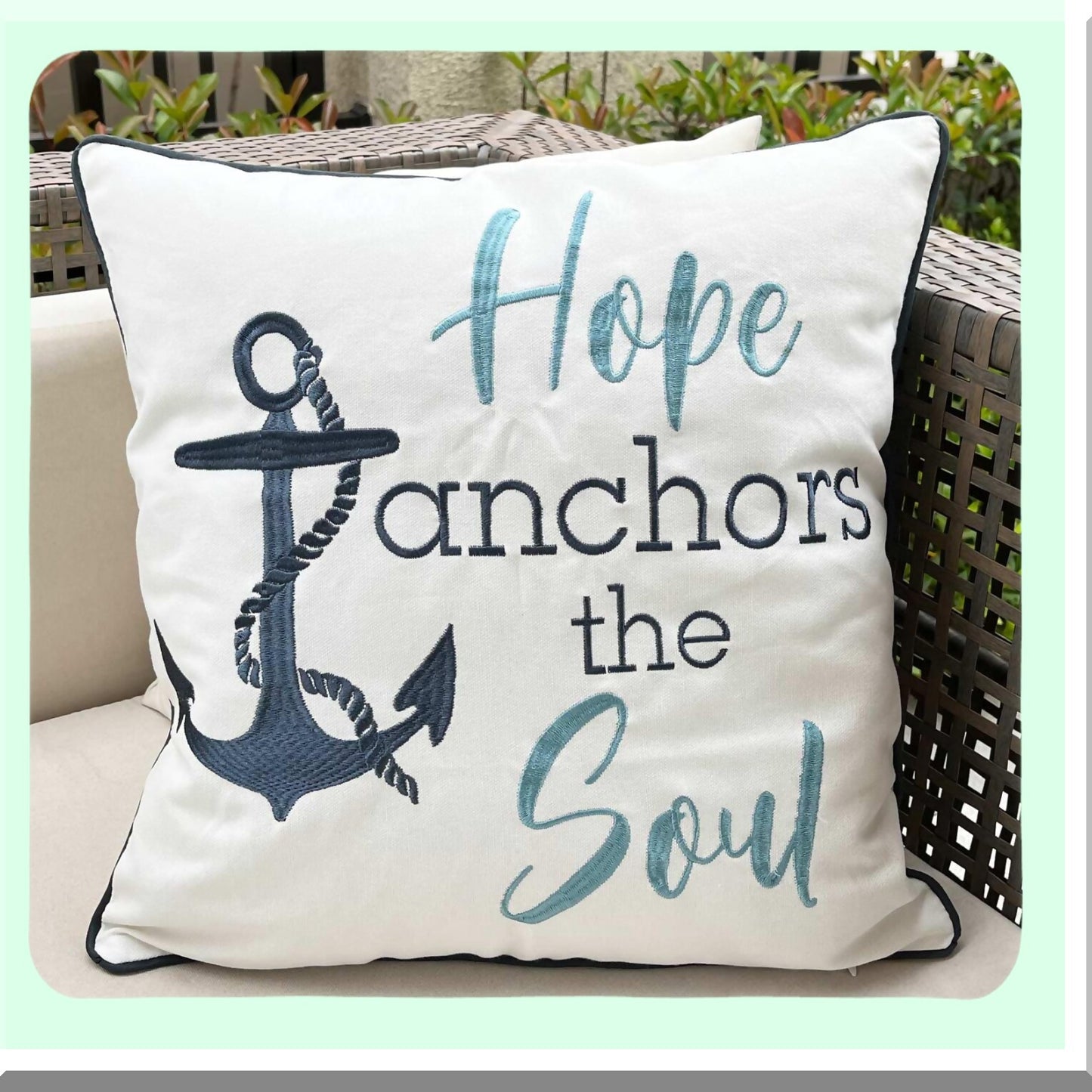 Hope Anchors Soul Decor Pillow - 18" Square Canvas Throw Pillow Cover