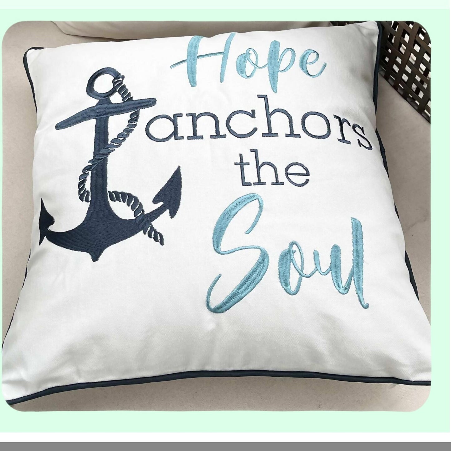 Hope Anchors Soul Decor Pillow - 18" Square Canvas Throw Pillow Cover