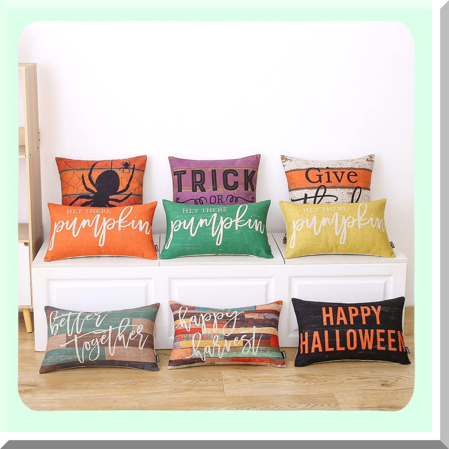Thankful Harvest Pillow Covers - Fall Decorative Throw Cushion Case - Thanksgiving Orange Sofa Pillowcase - 18x18 Inch Square PL937TR