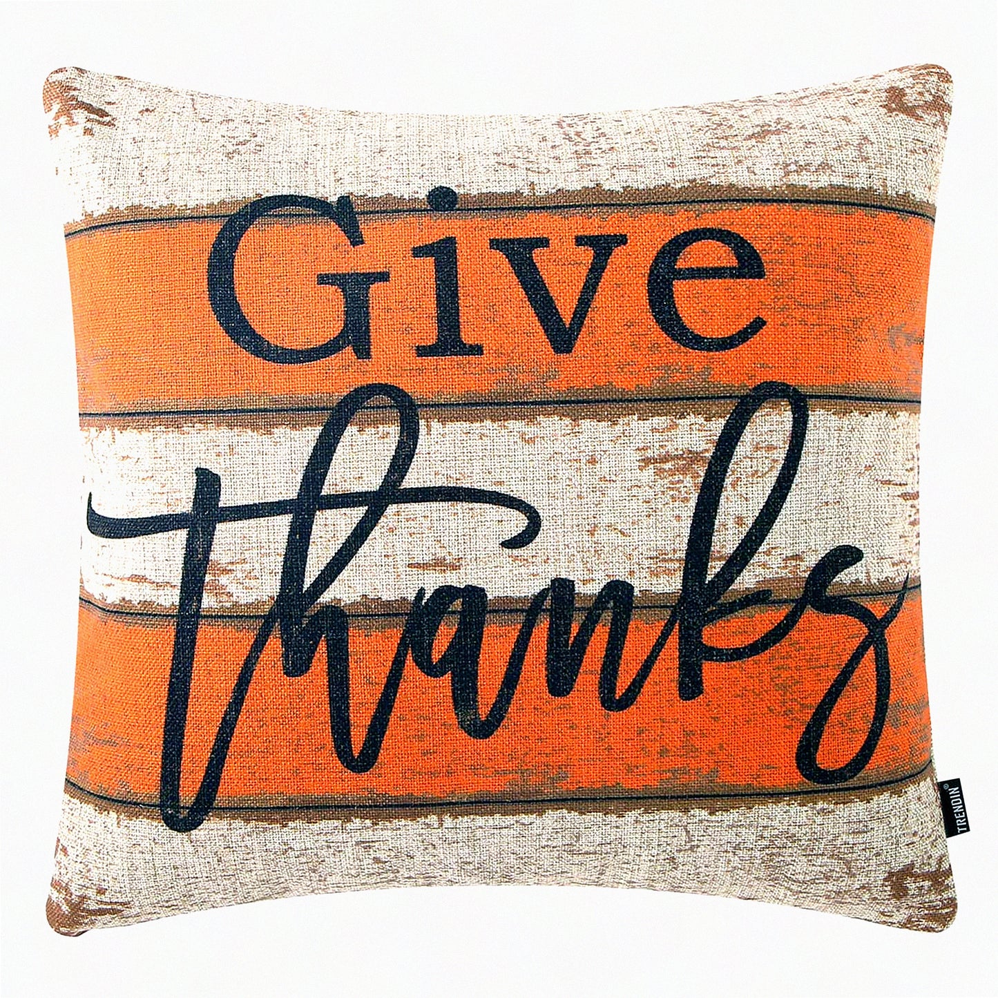 Thankful Harvest Pillow Covers - Fall Decorative Throw Cushion Case - Thanksgiving Orange Sofa Pillowcase - 18x18 Inch Square PL937TR