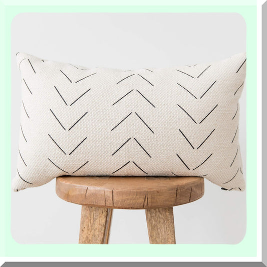 Luxury Black White Lumbar Pillow Cover - Modern Design, Durable Quality, Machine Washable - 12" x 26" Decorative Cushion Case - 1 Pack