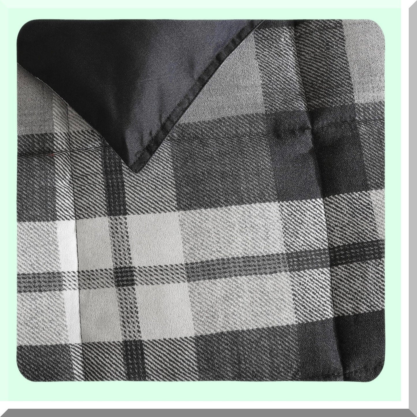 Plaid Charcoal Reversible Queen Comforter Set - Microsuede Bedding with Matching Sham(s) for Casual Home Decor - Crossview Style