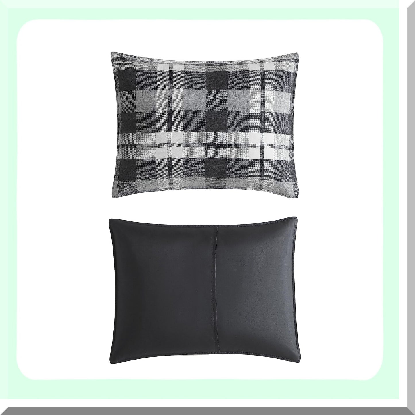 Plaid Charcoal Reversible Queen Comforter Set - Microsuede Bedding with Matching Sham(s) for Casual Home Decor - Crossview Style