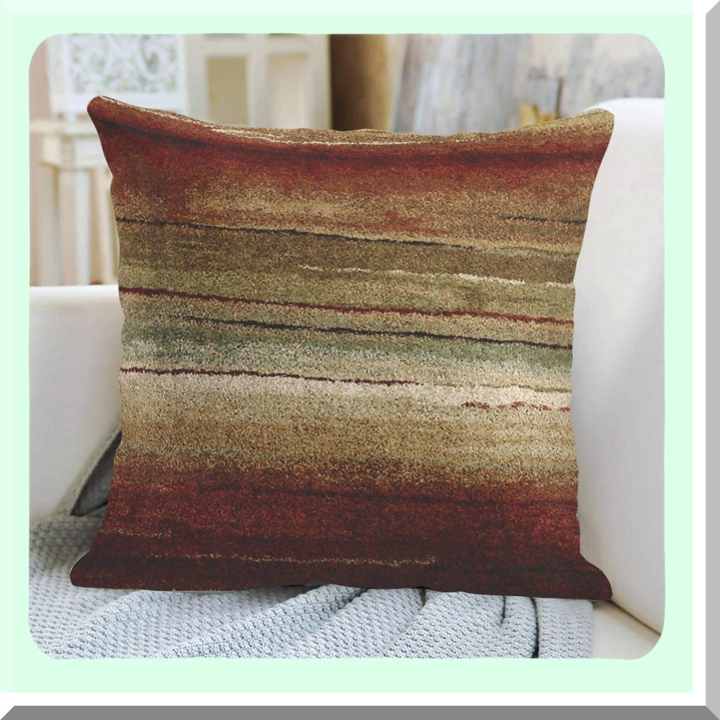 Southwest Geometric Brown Tribal Pillowcase Set - Decorative Home Decor Square 18 x 18 Inch Throw Pillow Cover - Western Inspired