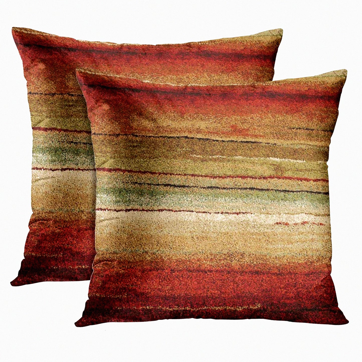 Southwest Geometric Brown Tribal Pillowcase Set - Decorative Home Decor Square 18 x 18 Inch Throw Pillow Cover - Western Inspired