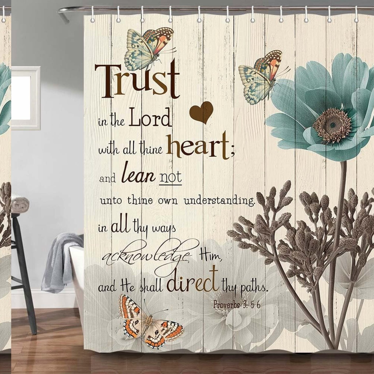 Rustic Teal Tulip Shower Curtain 60x70 Inch