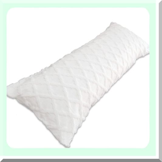 Waffle Velvet White Body Pillowcase - Zippered Cover for Sofa & Bedroom Decor - Soft & Cozy Pillow Protector - Milky White - 21x54 - 1 Piece