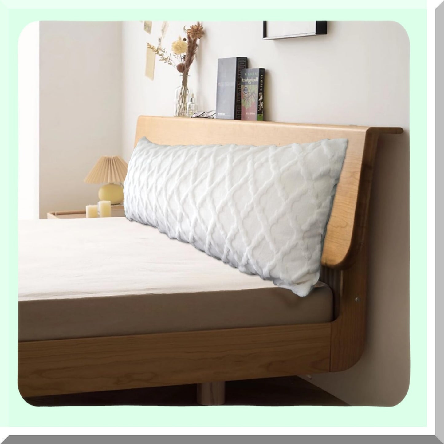 Waffle Velvet White Body Pillowcase - Zippered Cover for Sofa & Bedroom Decor - Soft & Cozy Pillow Protector - Milky White - 21x54 - 1 Piece