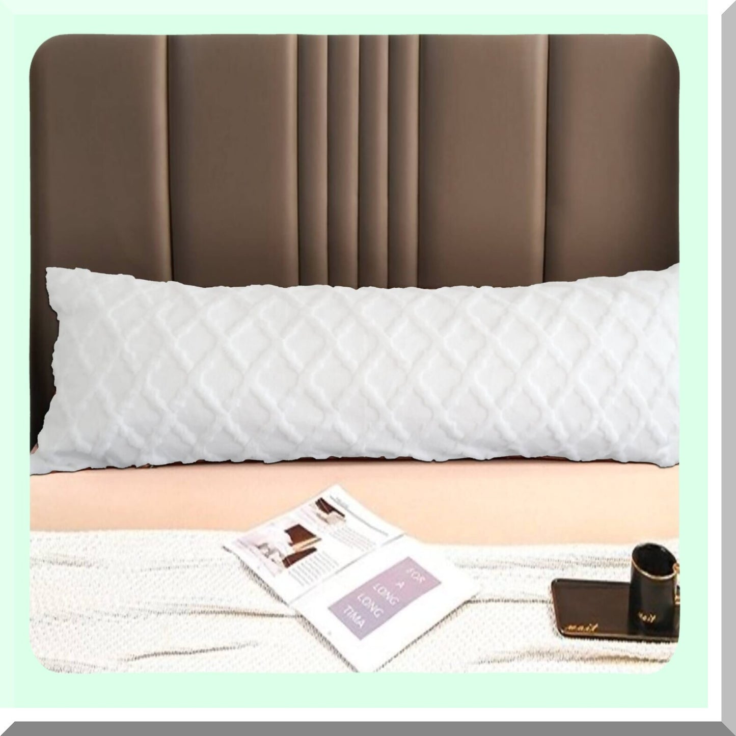 Waffle Velvet White Body Pillowcase - Zippered Cover for Sofa & Bedroom Decor - Soft & Cozy Pillow Protector - Milky White - 21x54 - 1 Piece