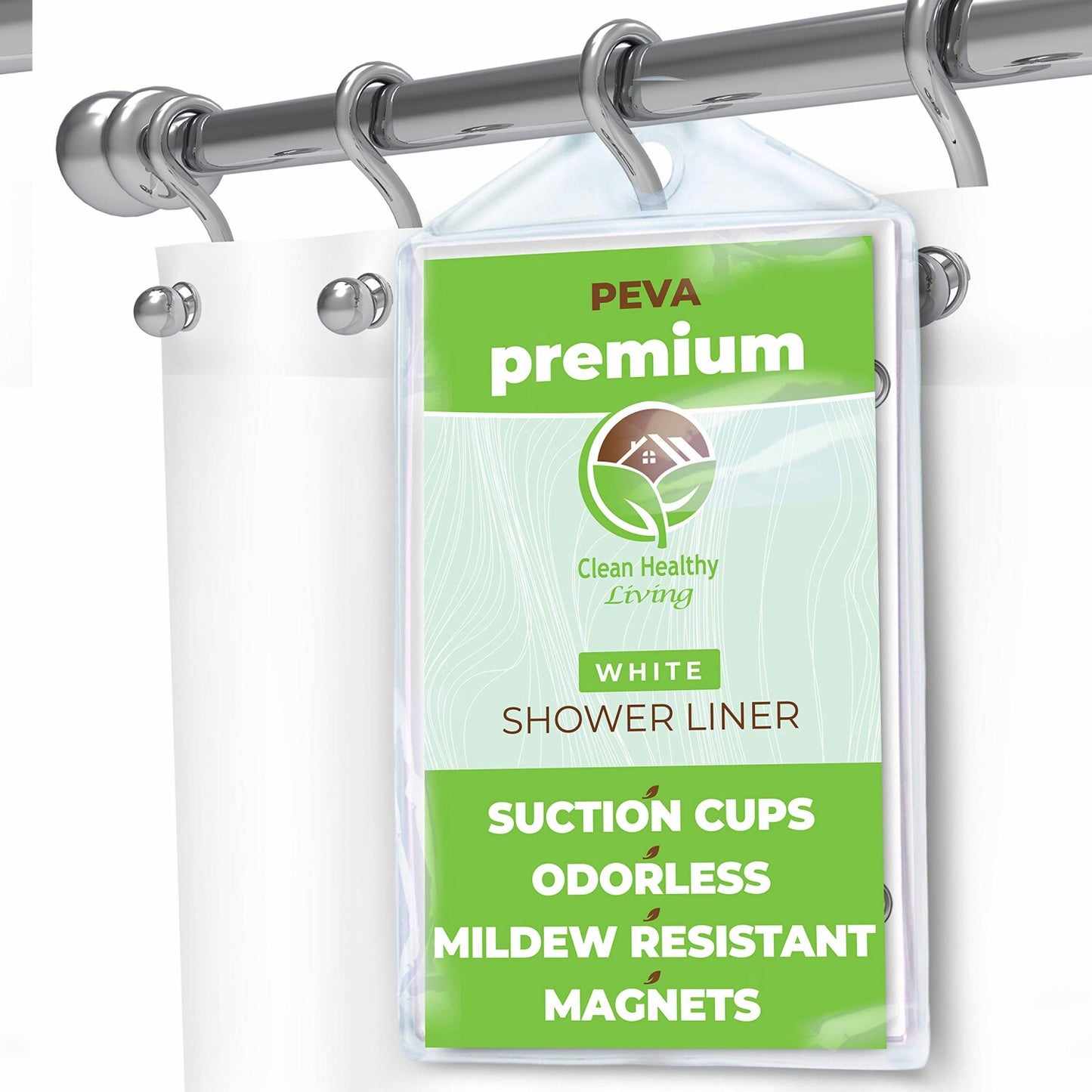 Premium PEVA White Shower Curtain Liner 70x71 in