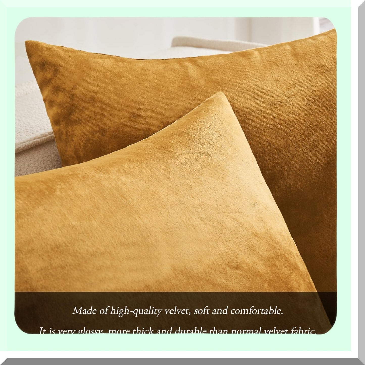 Luxury Velvet Lumbar Pillow Cover - Dark Gold Decorative Cushion Case for Couch Sofa & Bedroom - Soft 12x20 Inch Home Decor Accent