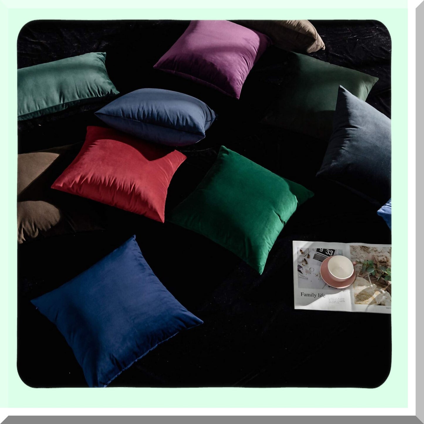 Luxury Emerald Green Velvet Pillowcase Set - 20x20 Inch Decorative Cushion Covers for Living Room, Couch, Sofa, Bedroom - Soft Square Throw Pillow Cases with Hidden Zipper - Pack of 2