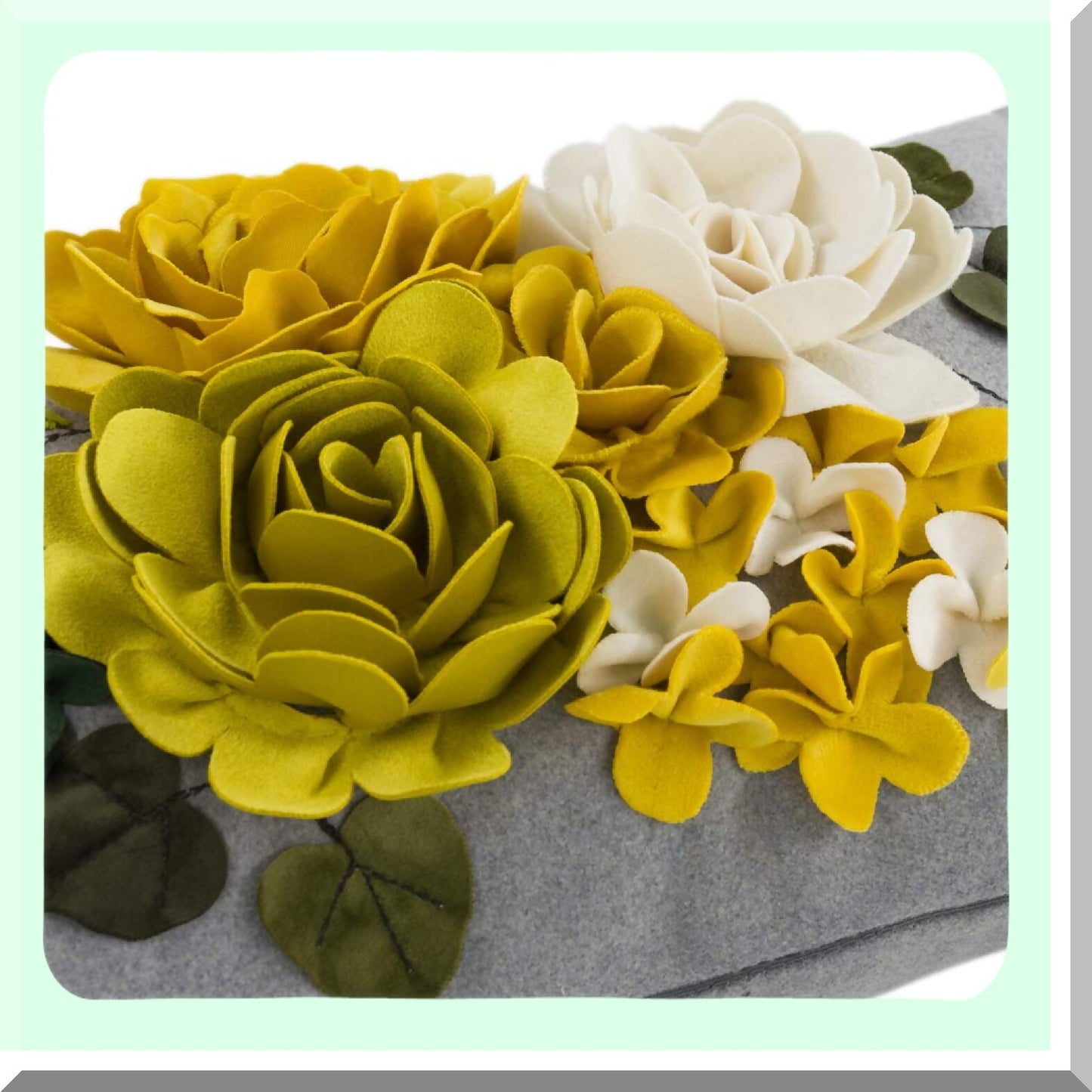Floral Bloom 3D Accent Pillow Cover - Colorful Aesthetic Rectangle Cushion Case for Bed, Couch, Living Room & Bedroom - Grey Yellow 12x20 Inch