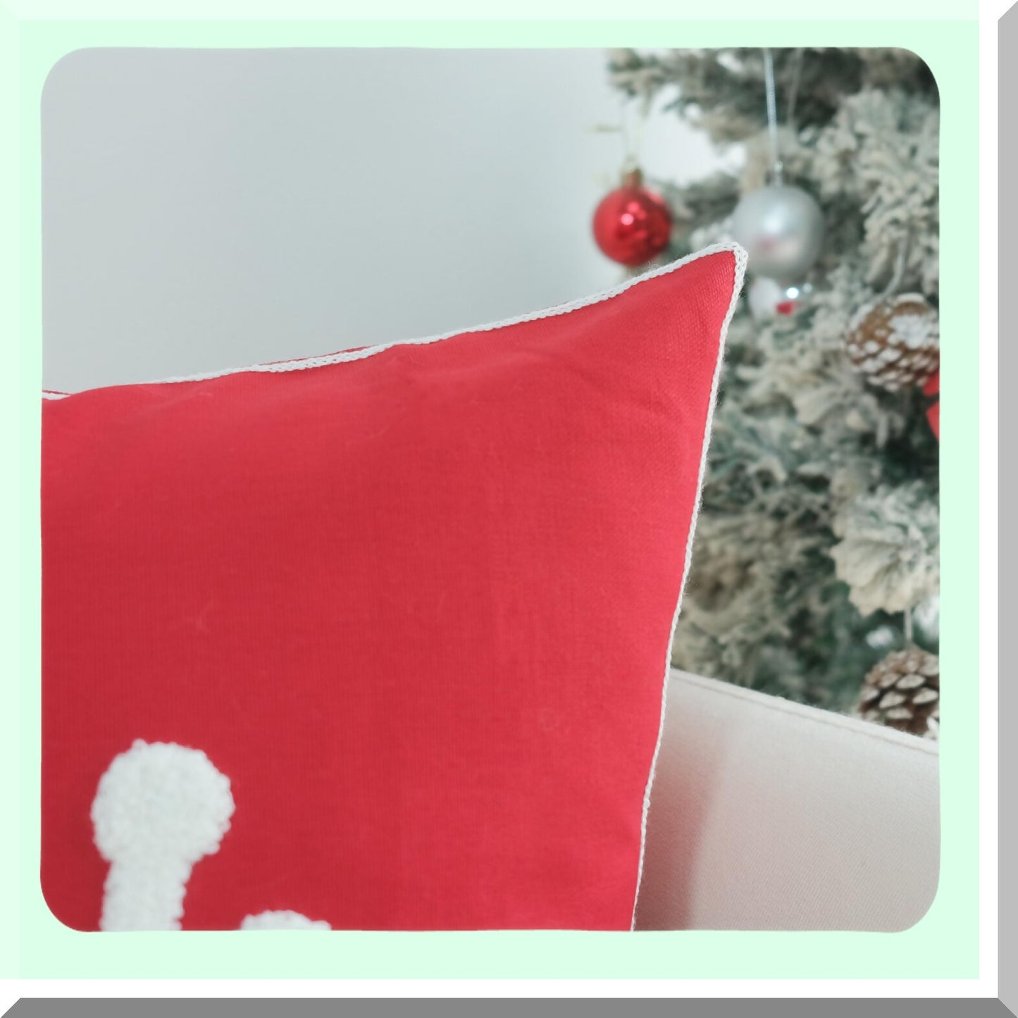 Snowflake Embroidery Holiday Pillow Covers - Set of 2 Red Cushion Cases for Couch Sofa Bedroom Car - Soft Decorative Pillowcases 20 x 20 Inch
