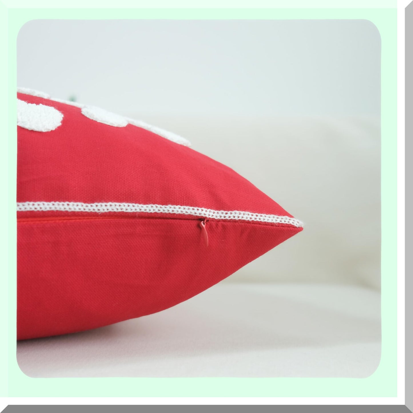 Snowflake Embroidery Holiday Pillow Covers - Set of 2 Red Cushion Cases for Couch Sofa Bedroom Car - Soft Decorative Pillowcases 20 x 20 Inch