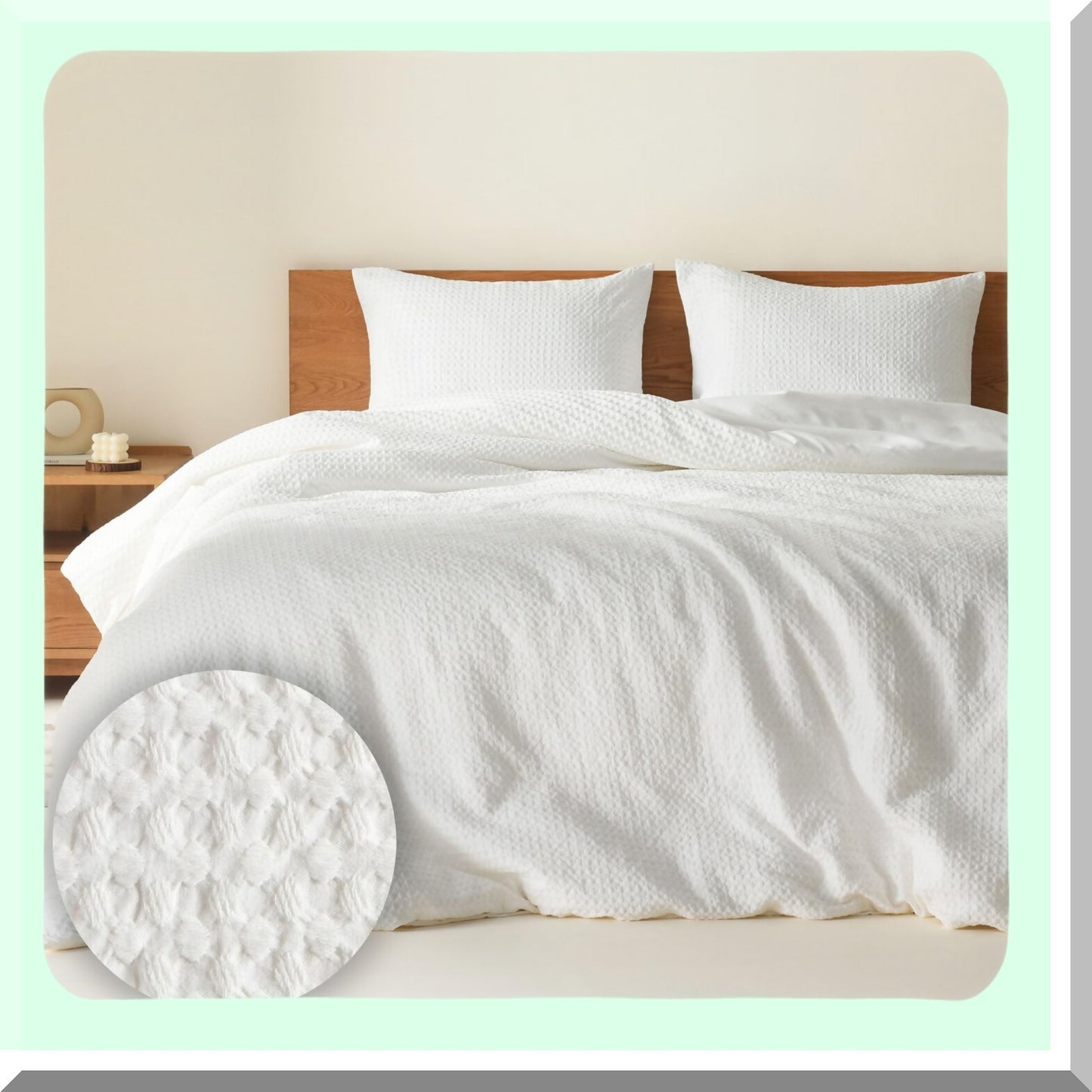 Breathable Waffle Knit Twin Comforter Set - Modern Farmhouse Boho Design - All Season Microfiber Bedding - 2 Piece Twin/Twin XL Comforter & Sham Set