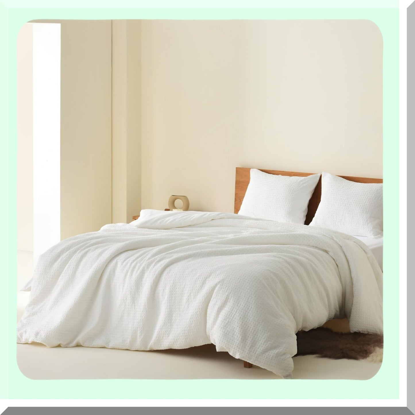 Breathable Waffle Knit Twin Comforter Set - Modern Farmhouse Boho Design - All Season Microfiber Bedding - 2 Piece Twin/Twin XL Comforter & Sham Set