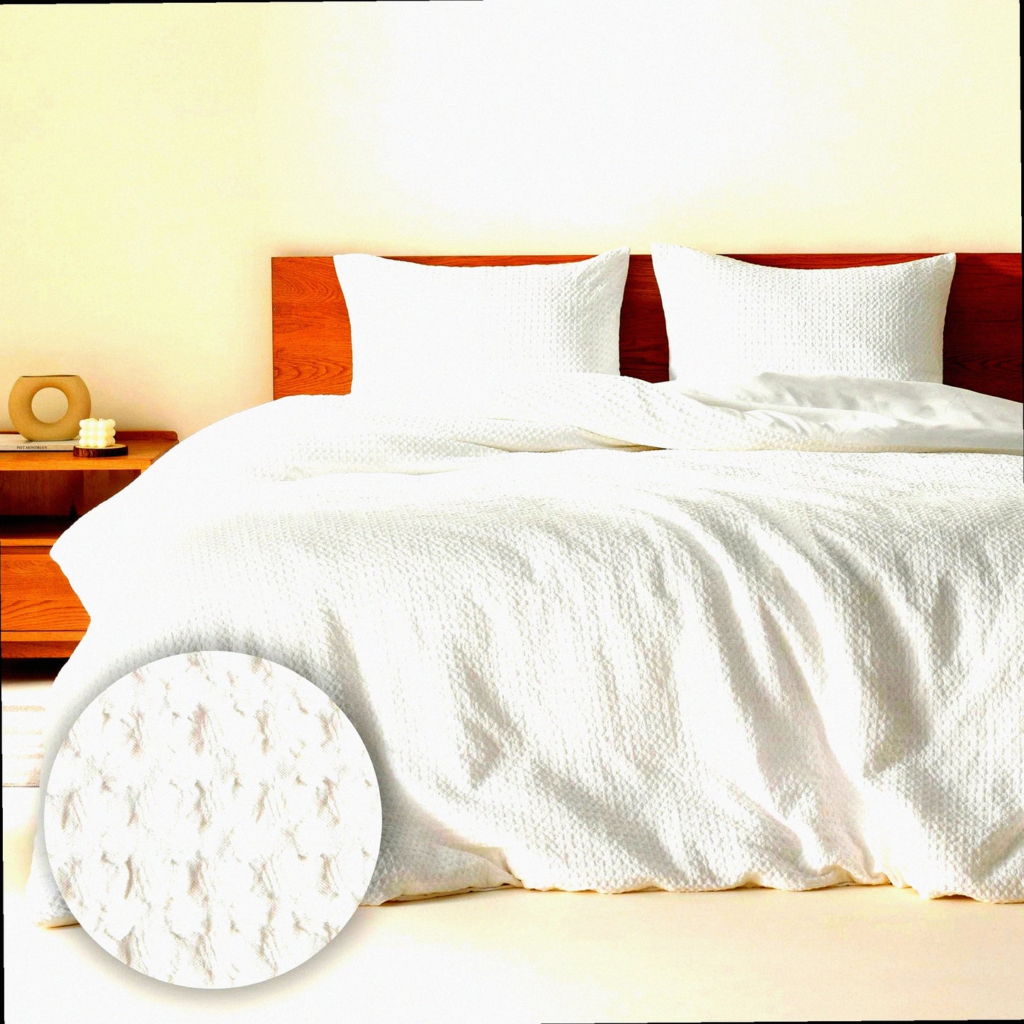 Breathable Waffle Knit Twin Comforter Set - Modern Farmhouse Boho Design - All Season Microfiber Bedding - 2 Piece Twin/Twin XL Comforter & Sham Set