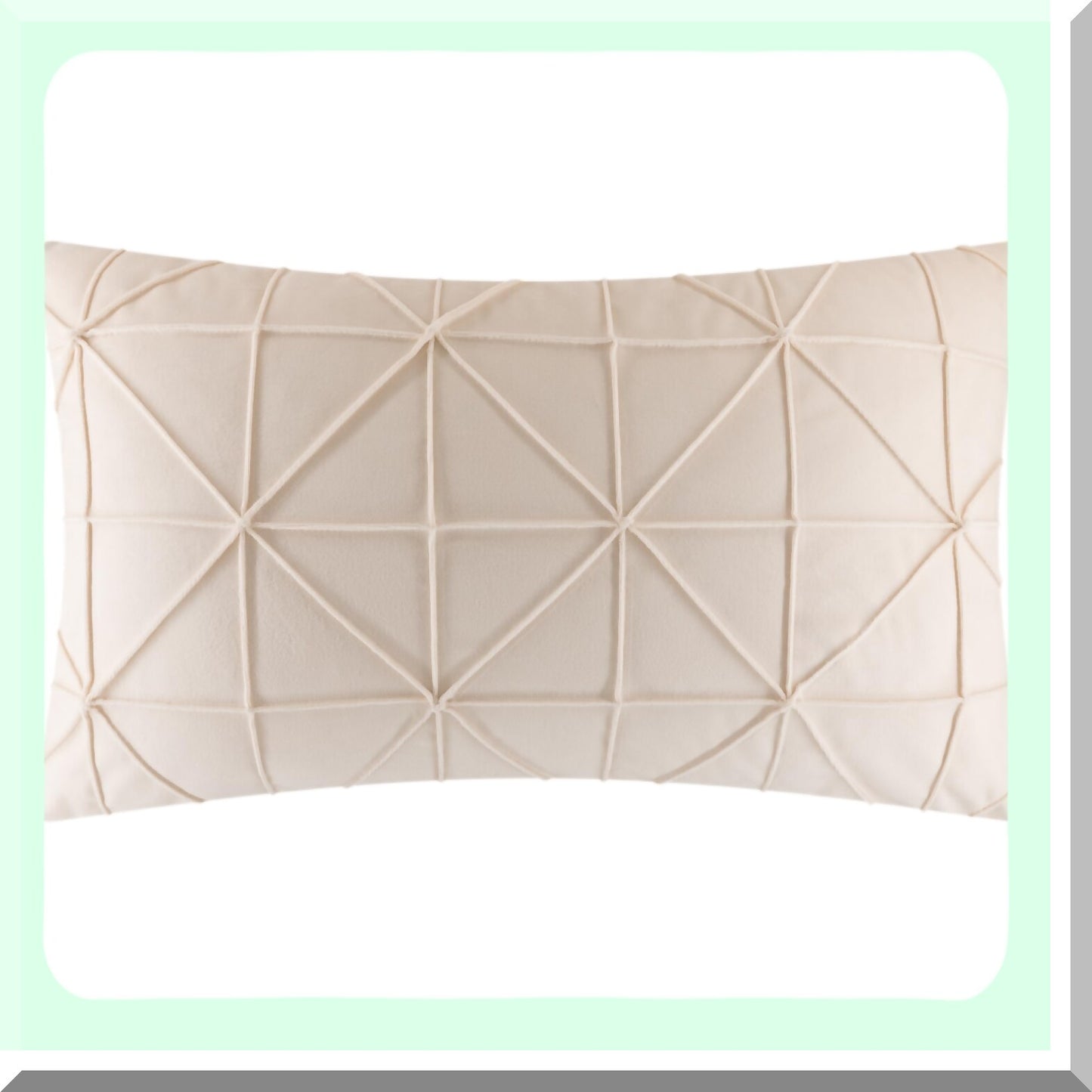 Geometric Stripe Velvet Lumbar Pillow Cover - Decorative Accent Case for Bed Couch Office - White Beige Rectangular Cushion Sham 14x24 Inch