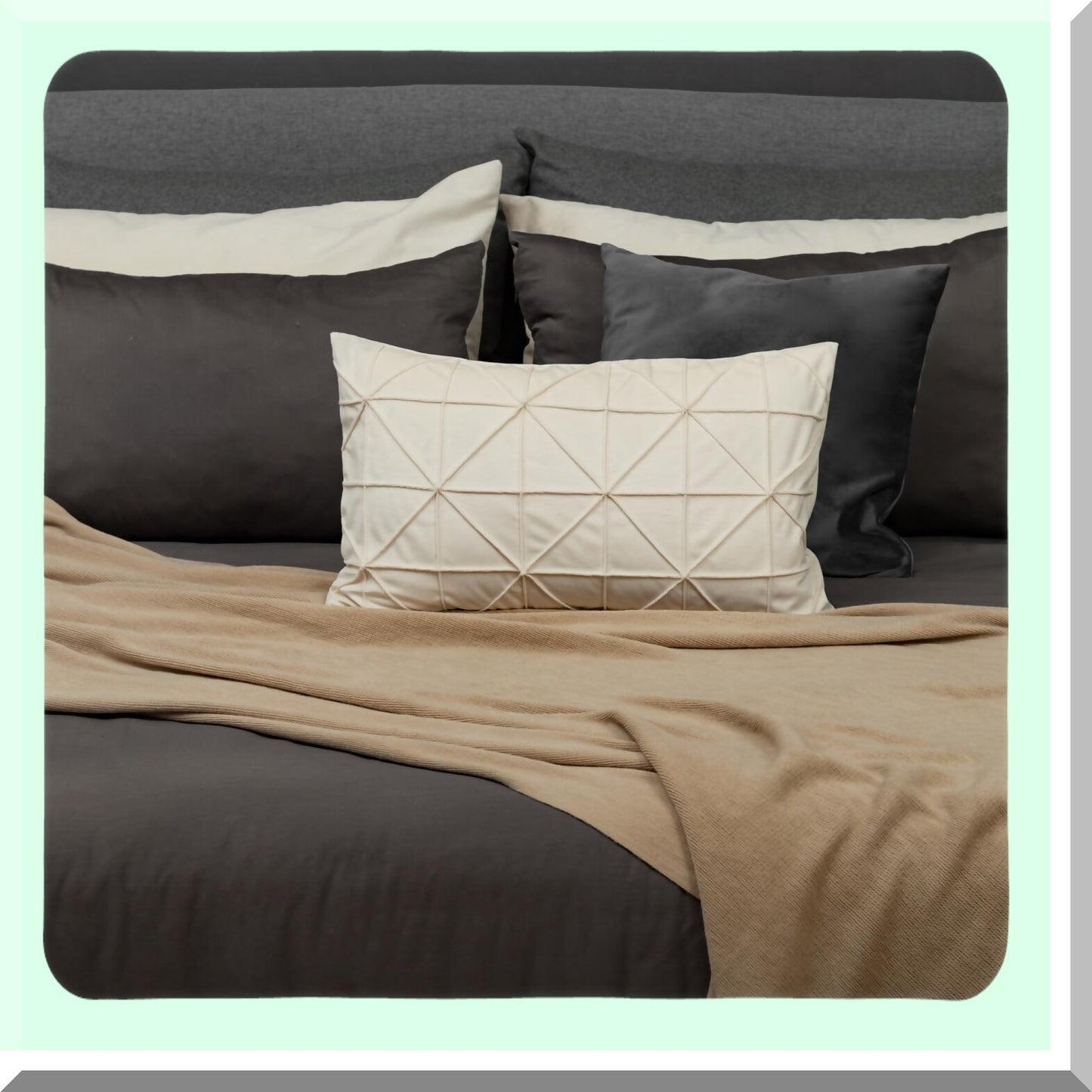 Geometric Stripe Velvet Lumbar Pillow Cover - Decorative Accent Case for Bed Couch Office - White Beige Rectangular Cushion Sham 14x24 Inch