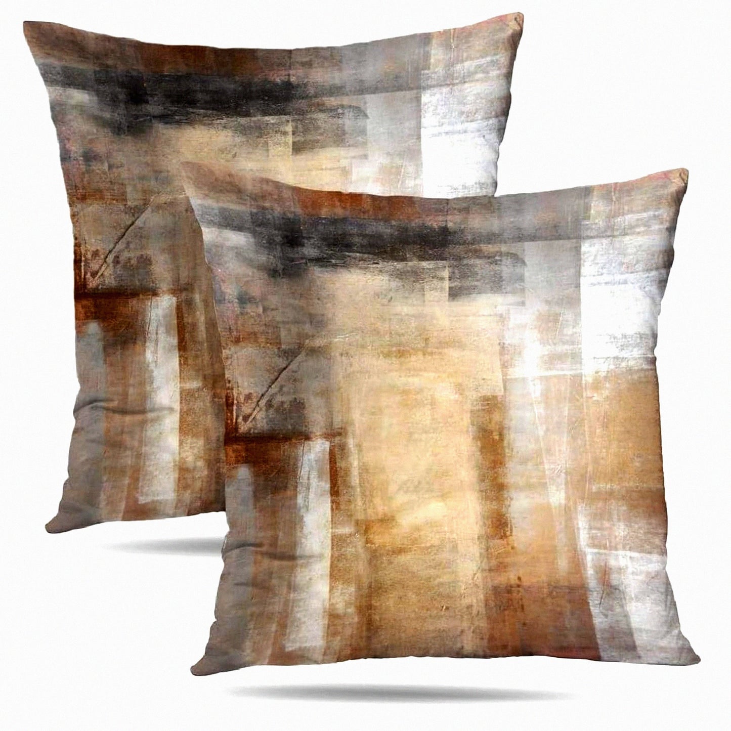 Abstract Art Double-Sided Pillow Covers - Brown Beige Painting Cushion Cover 18x18 - Decorative Home Gift Bed Pillowcase - Set of 2 - Abstract Art 12 Theme