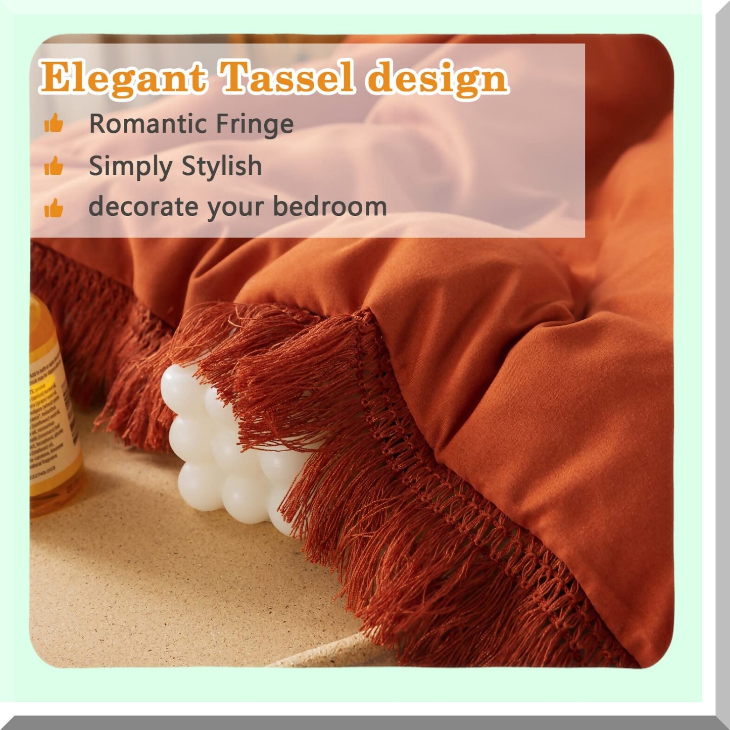 Terracotta Dream Comforter Set - Boho Burnt Orange Bedding - Lightweight All Season Bed Set - Soft Rust Tel Comforter - 3 Piece 104x90In Bed Set