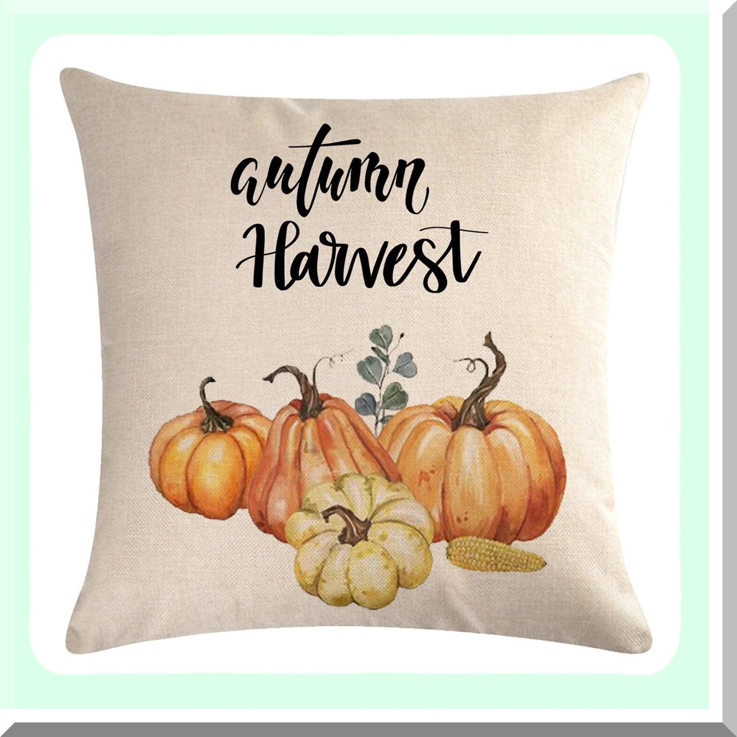 Autumn Harvest Pumpkin Pillow Covers - Set of 2 Farmhouse Decorative Cushion Cover for Sofa Couch Bed - Hello Fall Wreath Pillowcases 18" x 18"