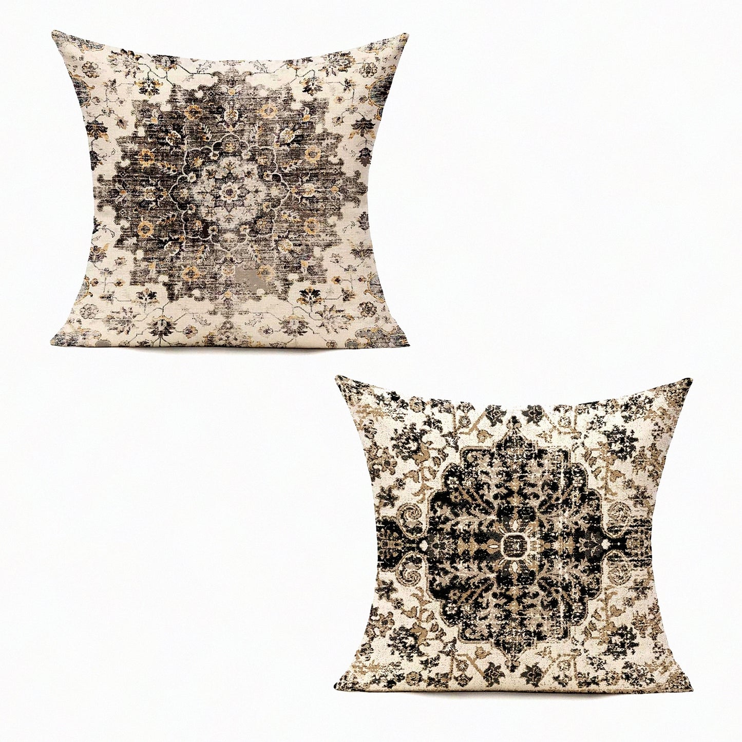Boho Farmhouse Vintage Coral Throw Pillow Covers - Set of 2, 24x24 Decorative Cushion Cover for Outdoor Living Room Couch Decor