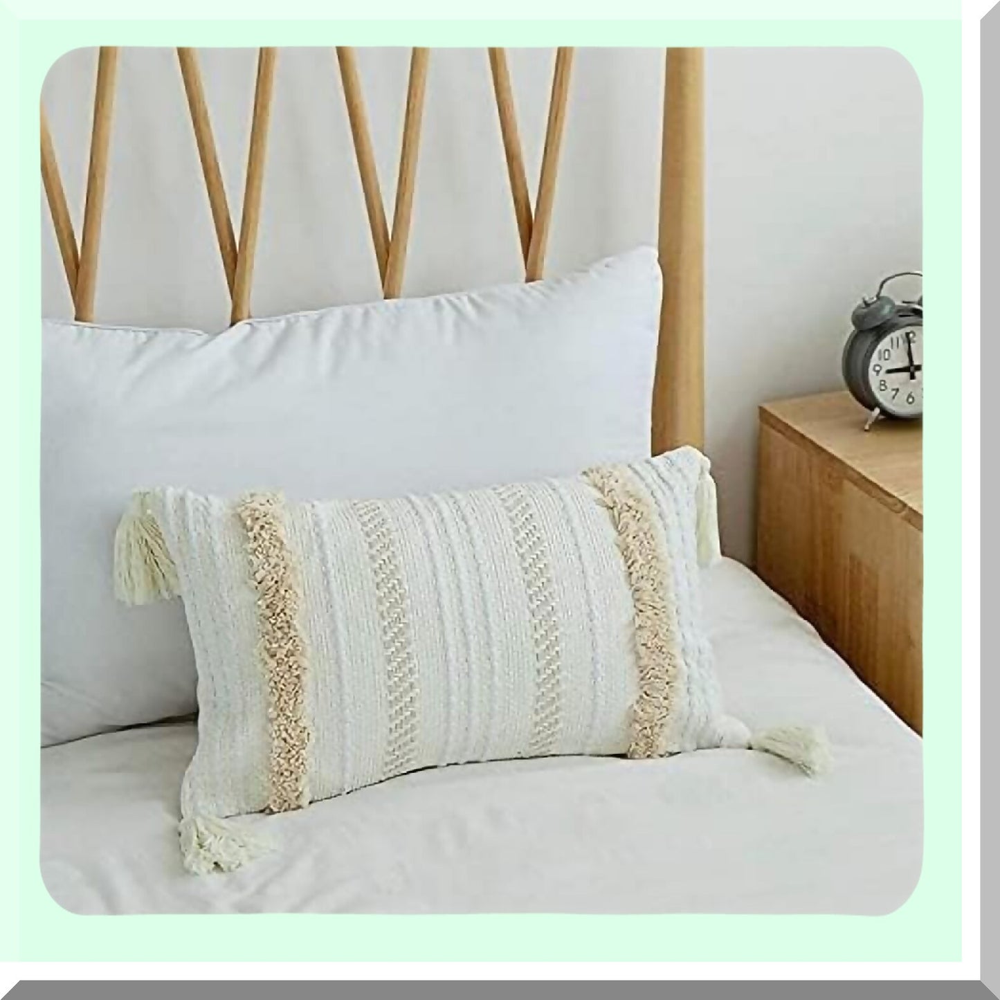 Boho Chic Tufted Throw Pillowcase Set - Decorative Bohemian Cushion Cover for Sofa, Living Room, Bedroom - 18x18 Size - Set of 2