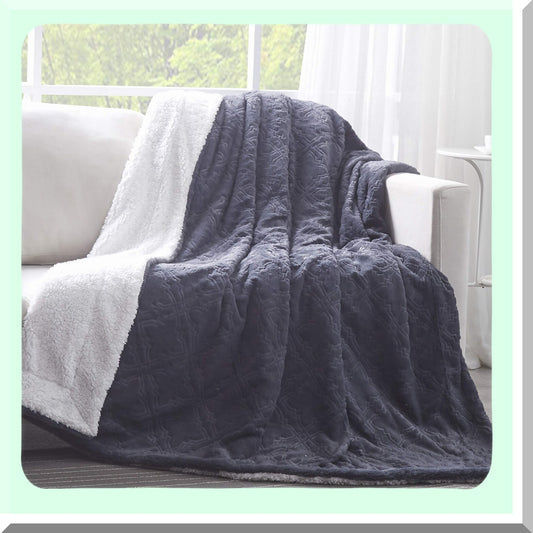 CozyTrellis Navy Blue Sherpa Throw - Super Soft, Warm & Fluffy, 50x60
