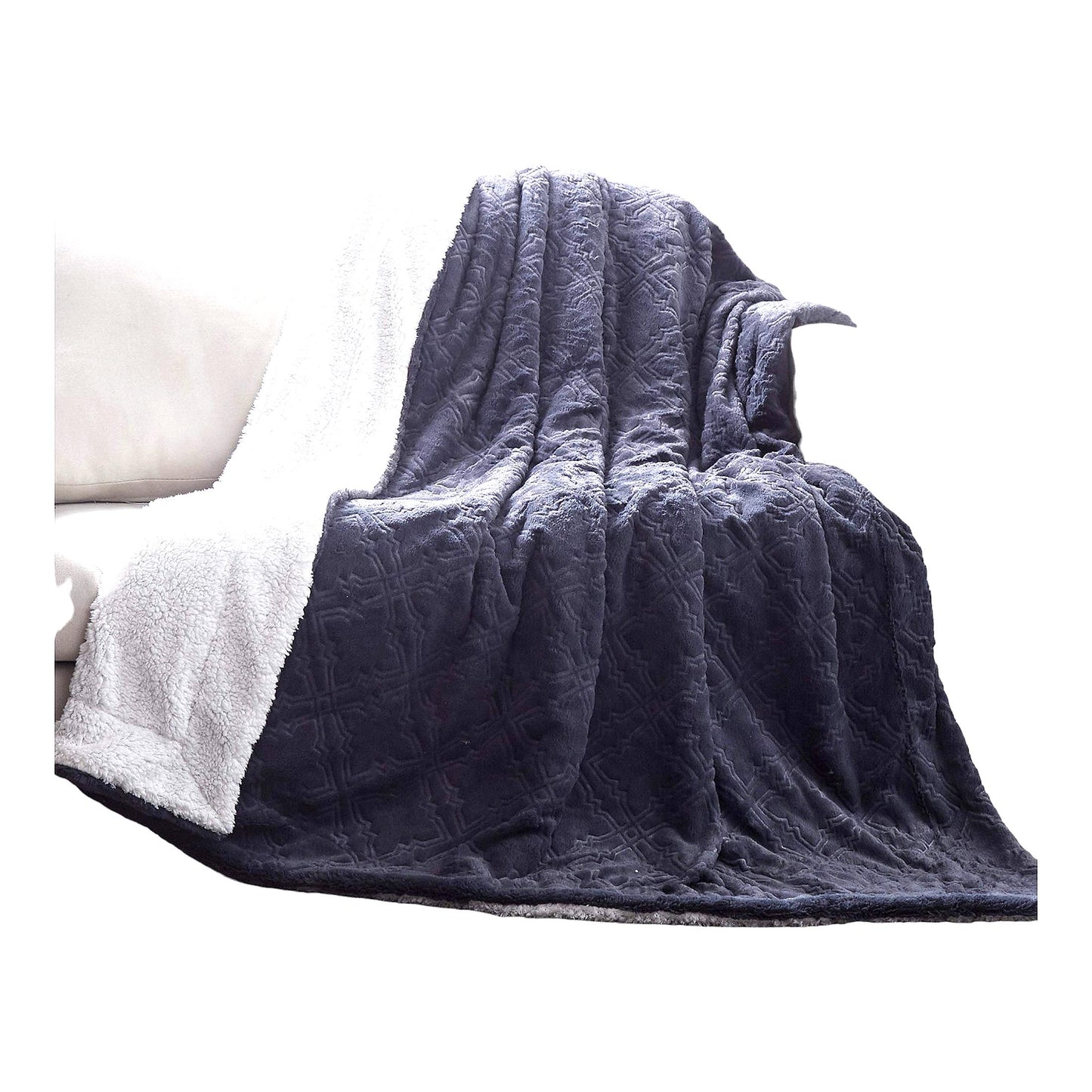 CozyTrellis Navy Blue Sherpa Throw - Super Soft, Warm & Fluffy, 50x60
