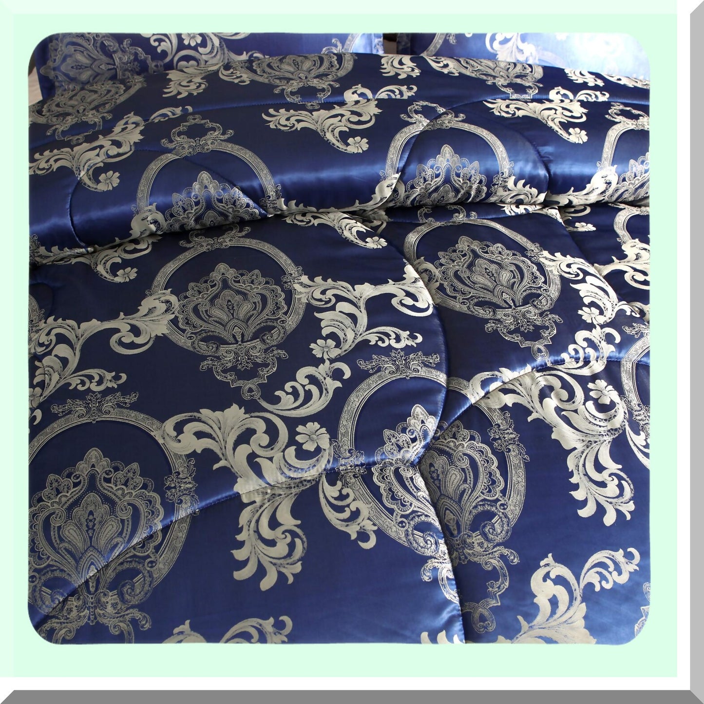Luxury Silk Jacquard Royal Blue Comforter Set - All Season Lightweight Quilt with Ultra Soft Microfiber Bedding & 2 Pillow Shams - Twin XL Size - 3 Piece Set