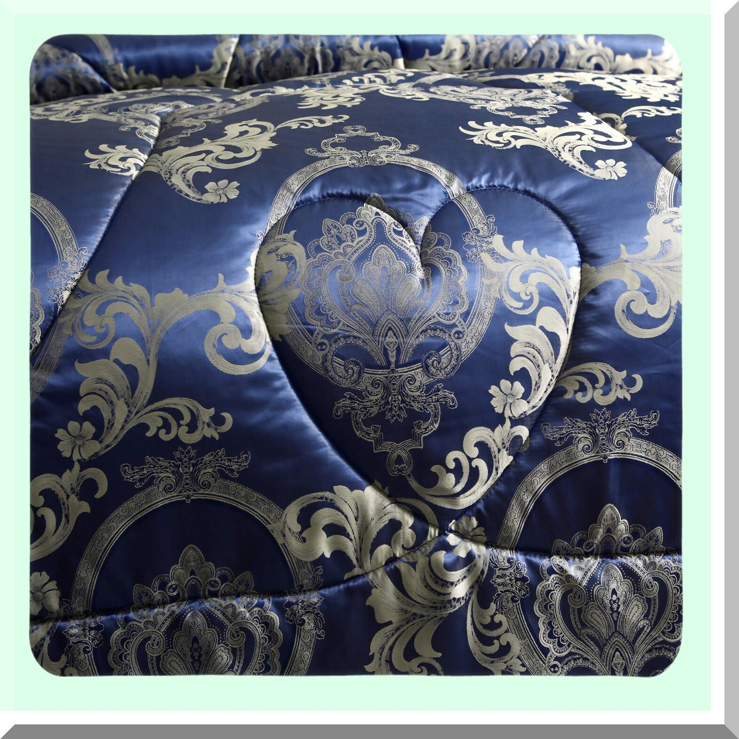 Luxury Silk Jacquard Royal Blue Comforter Set - All Season Lightweight Quilt with Ultra Soft Microfiber Bedding & 2 Pillow Shams - Twin XL Size - 3 Piece Set