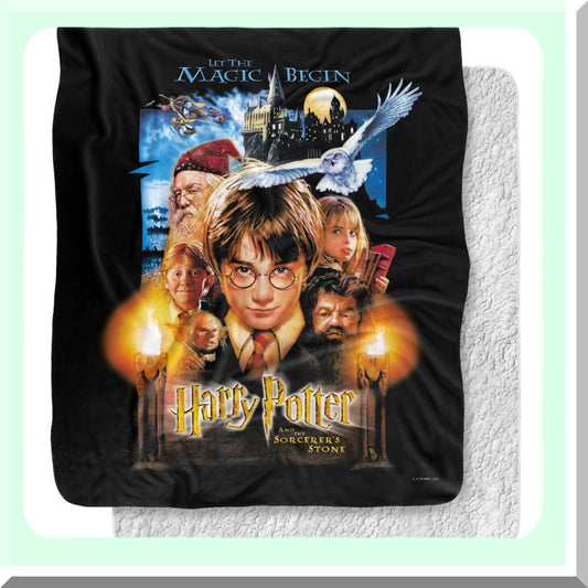 Wizardly Comfort: Harry Potter Silky Touch Sherpa Throw Blanket, 50"x60" - Super Soft Movie Poster Design"