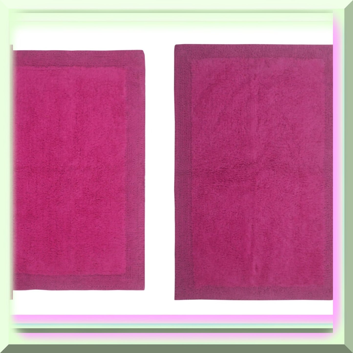 Reversible Cotton Bathroom Rugs Set 2 Piece Hot Pink