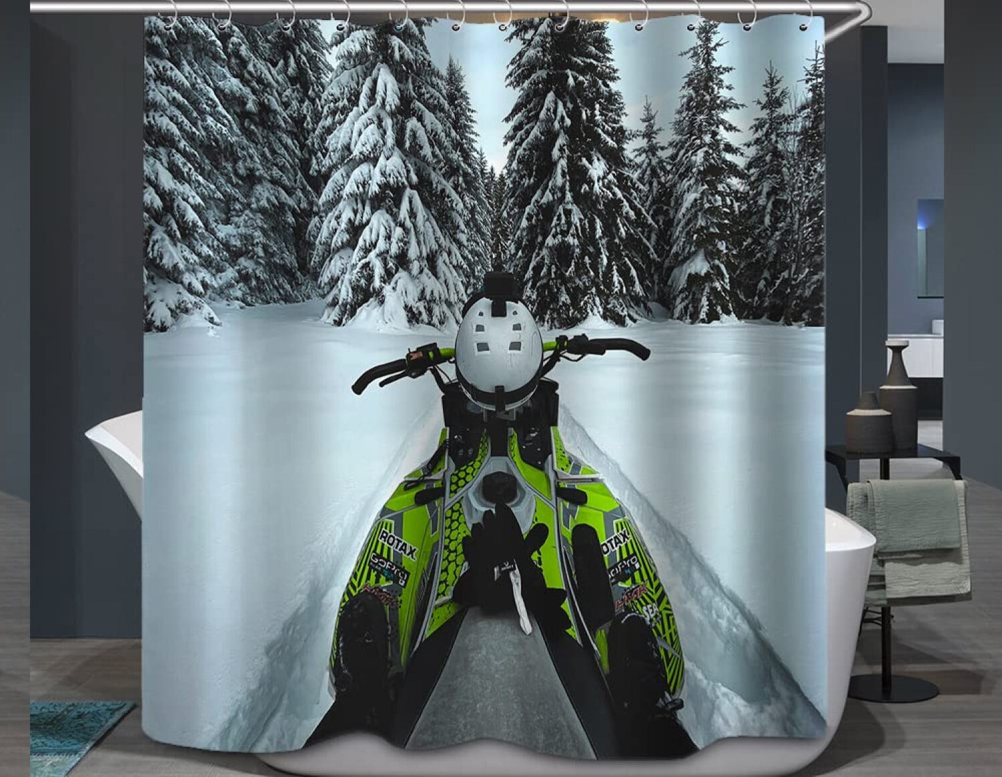Winter Snow Forest Shower Curtain Set 72x72 Inches