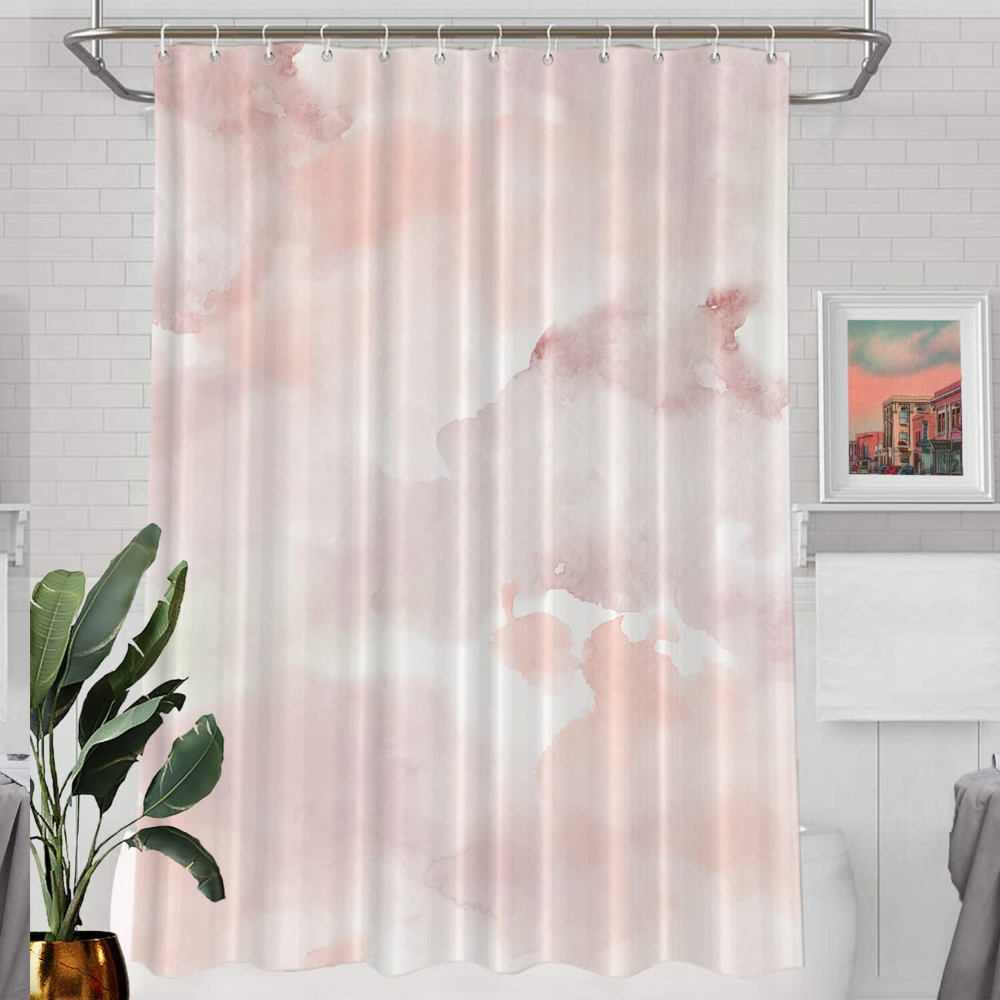 Watercolor Abstract Rose Shower Curtain 72x72 Inch