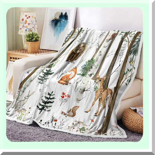 Wildwood Lodge Rustic Throw Blanket - Cozy Cabin Decor with Bear & Deer Design, Perfect for Couch or Bedroom, 50x60 Inches