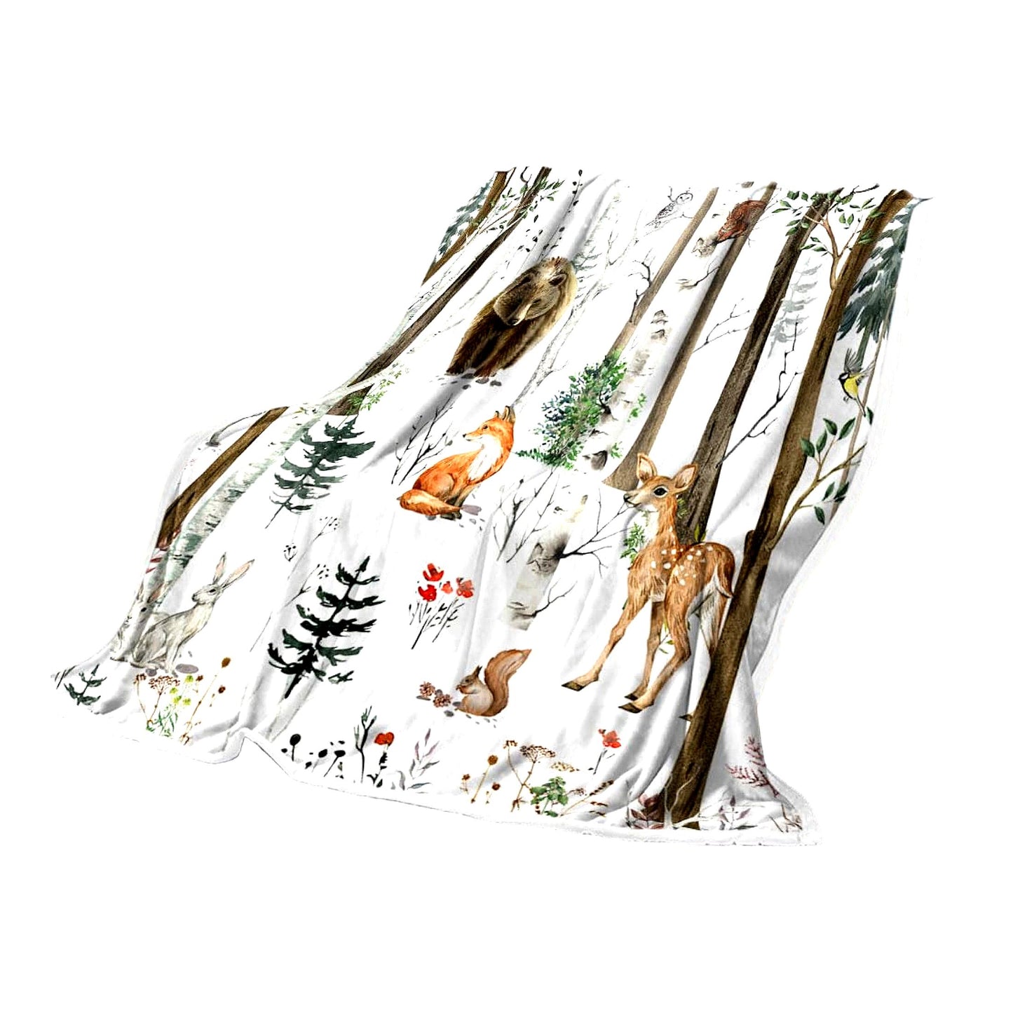 Wildwood Lodge Rustic Throw Blanket - Cozy Cabin Decor with Bear & Deer Design, Perfect for Couch or Bedroom, 50x60 Inches