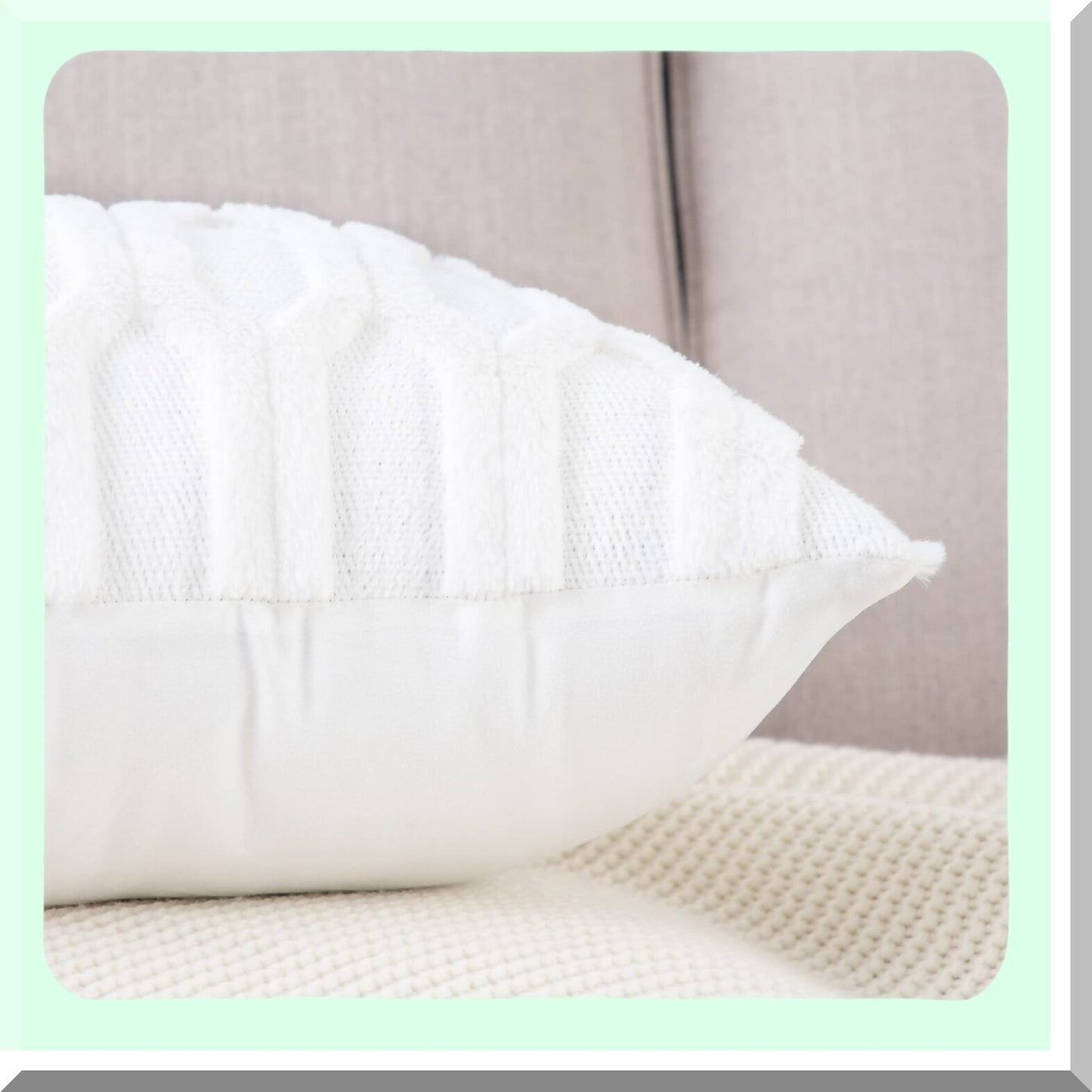 SuperCozy Plush White Pillow Covers - Set of 2, 20x20 Inch, Short Wool Velvet Back, Decorative Throw Pillowcases for Sofa, Livingroom, Couch, Bed - Soft & Stylish