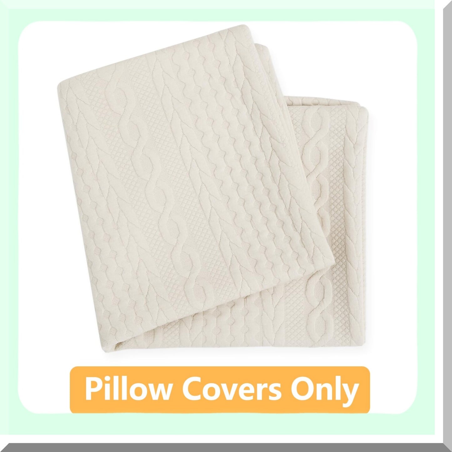 Twisted Rope Patterned Beige Throw Pillow Covers - Set of 2, 24x24 Sofa Bed Decor, Stretchy Embossed Couch Pillow Covers - Stylish Home Decor