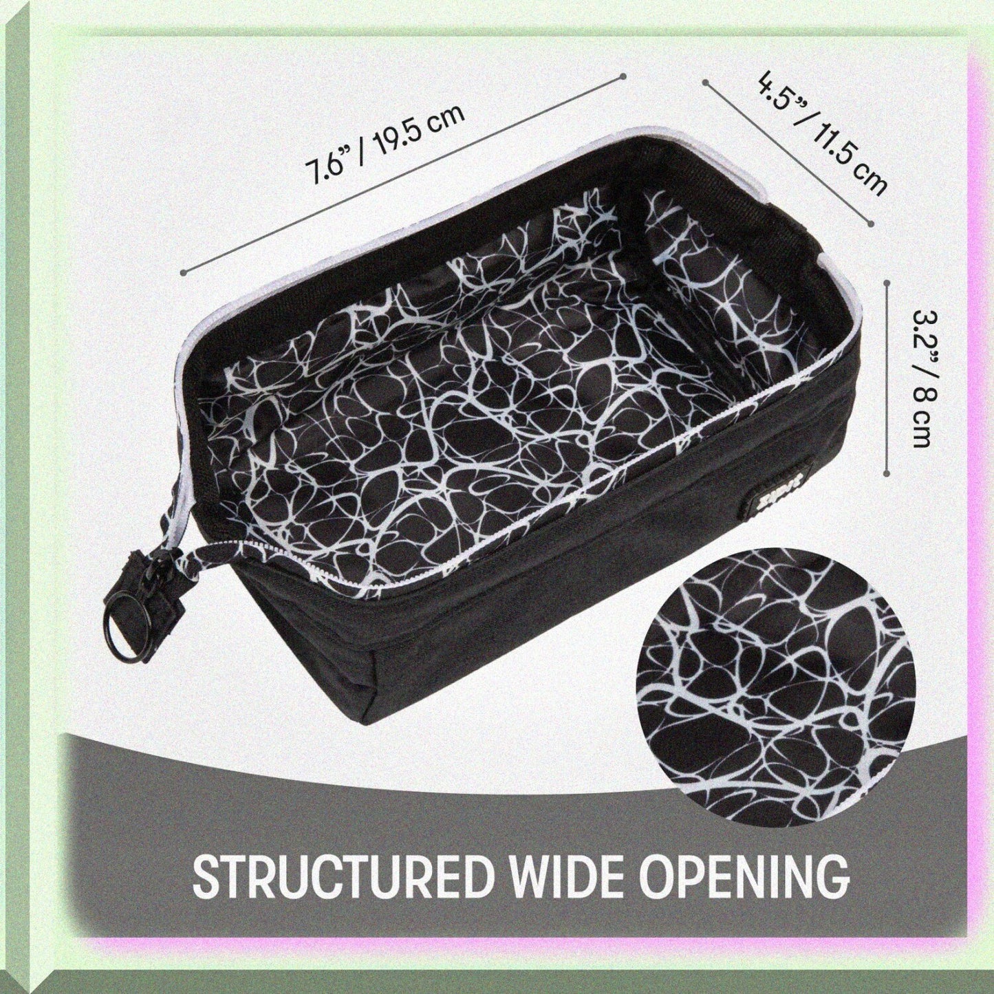 Large Capacity Pencil Case Black 8.2x3.5x3.9 inches