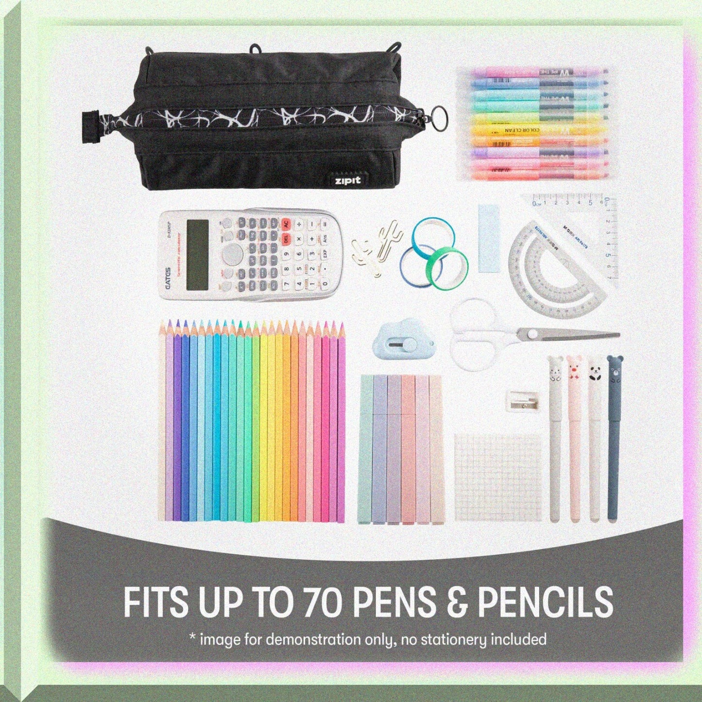 Large Capacity Pencil Case Black 8.2x3.5x3.9 inches