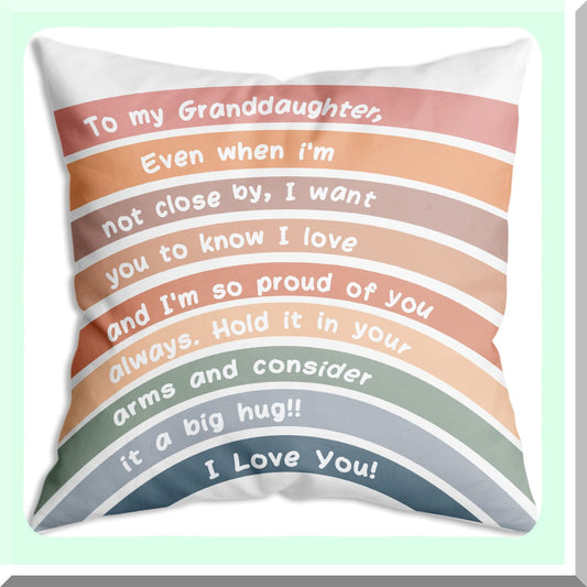Love & Pride Granddaughter Throw Pillow Cover - 18x18 Inch Birthday Gift for Girls from Grandparents - "I Love You" Design - Soft Cushion for Granddaughter - Not Close but Always in Heart